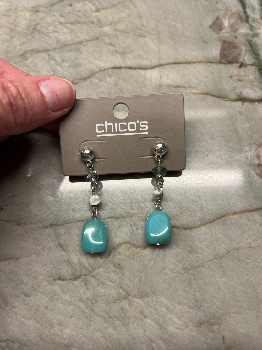 Chico's Aqua Turquoise Drop Dangle Earrings